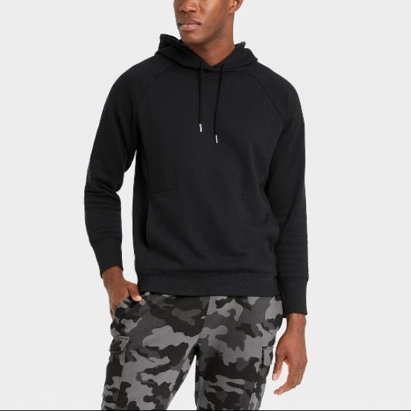 All In Motion Men's Cotton Fleece Pullover Sweatshirt - Black